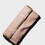 Bottega Veneta Petale Waxed Leather Gold Metal Clutch Bag