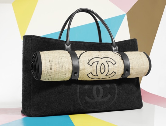 Chanel  Navy  Beige Terry Cotton CC Towel  Tote  VSP Consignment