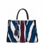 Fendi Blue/Black/White/Burgundy Fur 2Jours Bag