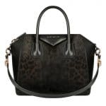 Givenchy Chocolate Leopard Print on Calf Pony Effect Antigona Small Bag