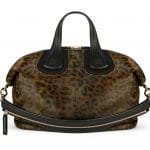 Givenchy Light Kaki Leopard Print on Pony Calf Effect Nightingale Medium Bag