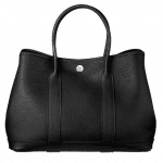 Hermes Black Leather Garden Party Medium Bag