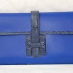 Hermes Blue Electric Lizard Jige Elan 29 Clutch Bag