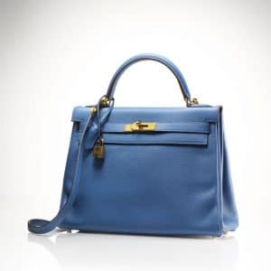 Hermes Blue Kelly Bag 32cm