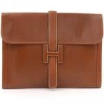 Hermes Brown Jige Clutch GM Bag