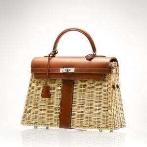 Hermes Kelly Wicker & Calfskin Pic-nic Bag 35cm