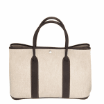 Hermes Natural Linen with Brown Leather Garden Party Medium Bag