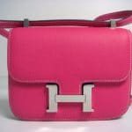 Hermes Rose Tyrien Constance Micro Bag