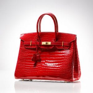 Hermes Rouge Porosus Crocodile Birkin Bag 35cm