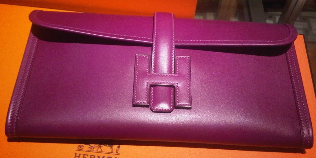 Jige leather clutch bag Hermès Pink in Leather - 23656285