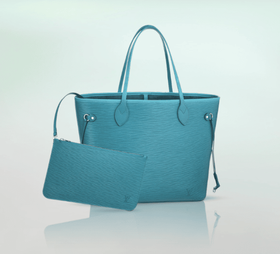 LOUIS VUITTON Cyan Epi Leather Neverfull MM Tote Bag