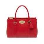 Mulberry Bright Red Shiny Goat Double Zip Tote Bag