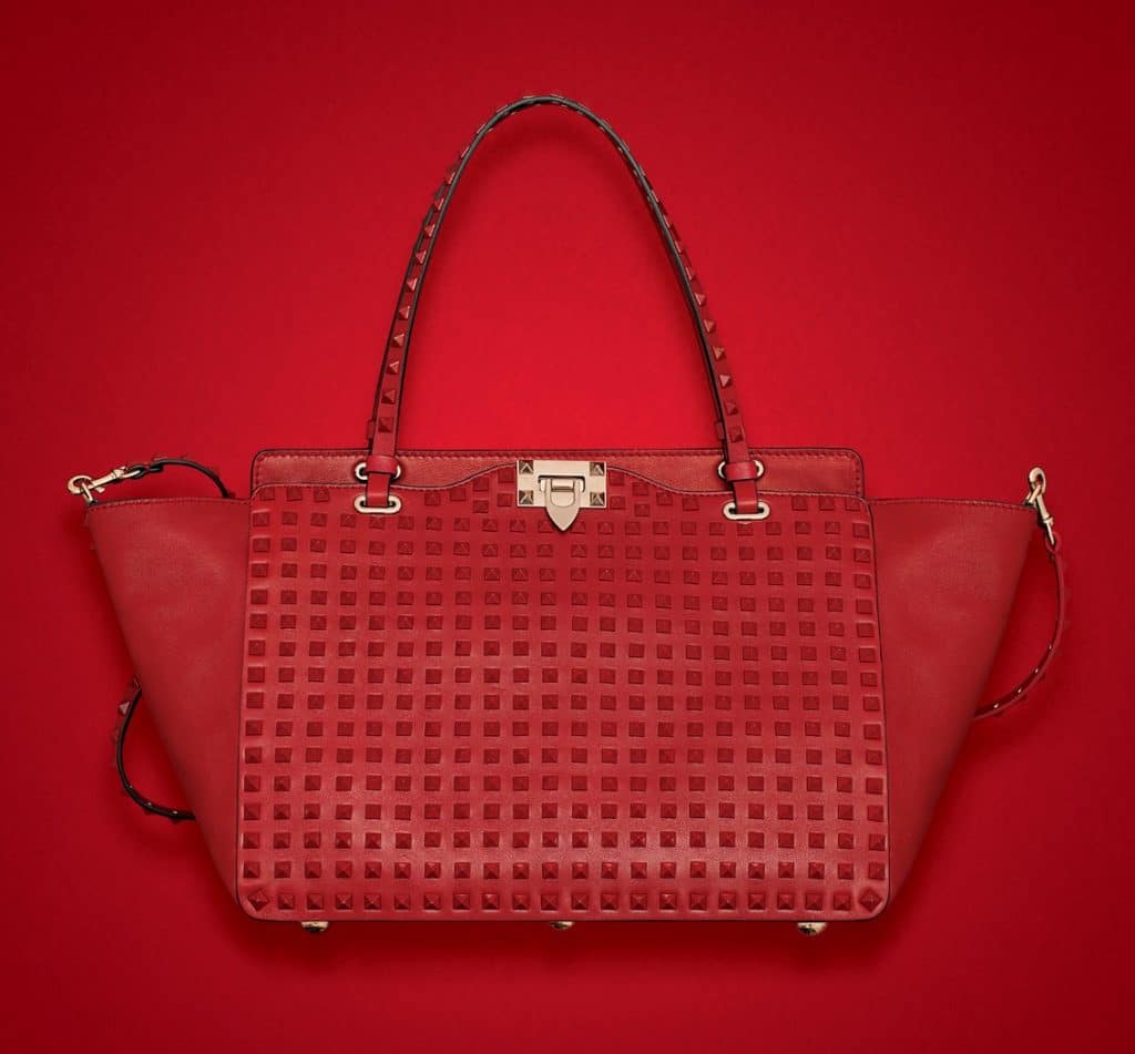 Valentino Rouge All Over Rockstud Tote Medium Bag