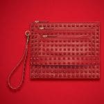 Valentino Rouge Rockstud Triple Zip Clutch Bag