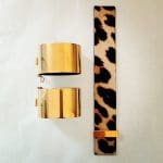 Celine Gold Cuff / Leopard Print Bracelet