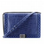 Chanel Blue Alligator Boy Chanel Exotic Flap Large Bag