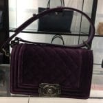 Chanel Purple Velvet Boy Small Bag