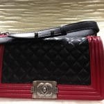 Chanel Red/Black Boy Quilted Medium Bag