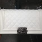 Chanel White Boy Quilted Medium Bag