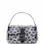 Fendi Black/White Jelly-Flower Applique Baguette Bag