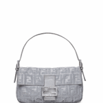 Fendi Silver Shimmer Zucca Baguette Bag