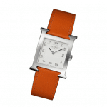 Hermes Orange Leather Strap H Hour MM Watch