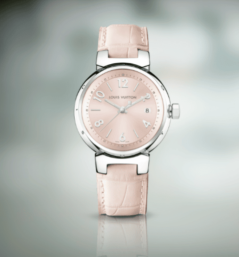 Louis Vuitton - Louis Vuitton Tambour Q1216 Beige Pink Leather Steel W –  Every Watch Has a Story