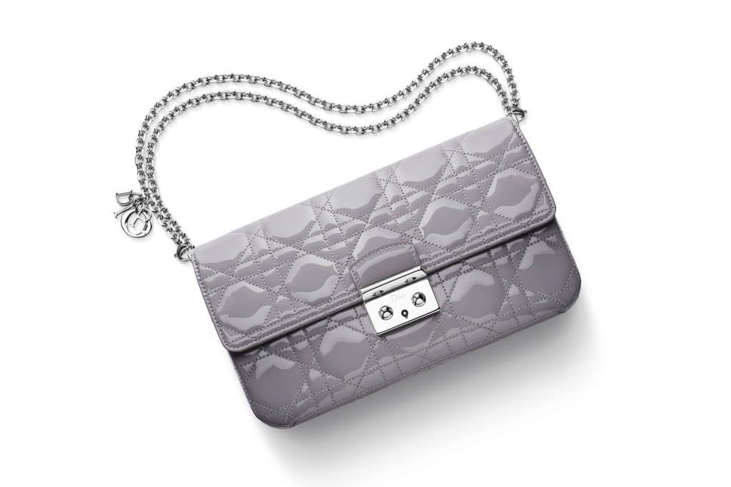 Miss Dior Promenade Pouch Bag in Patent Taupe Grey