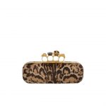 Alexander McQueen Beige Leopard Pony Knucklebox Clutch Bag