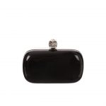 Alexander McQueen Black Patent Skull Box Clutch Bag