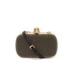 Alexander McQueen Black Studded Suede Skull Box Clutch Bag