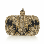 Alexander McQueen Black Swarovski Crystal Embellished Skull Box Clutch Bag