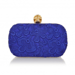 Alexander McQueen Cobalt Blue Macrame Lace Skull Box Clutch Bag