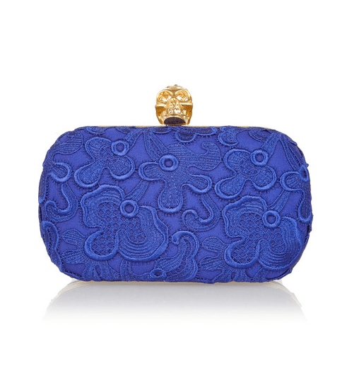 Skull clutch bag Alexander McQueen Blue in Suede - 18006858