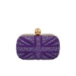 Alexander McQueen Purple Suede Crystal Britannia Skull Box Clutch Bag