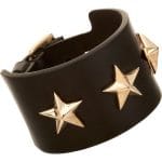 Givenchy Black Triple Star Leather Cuff Small Bracelet