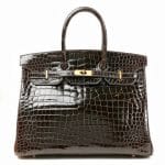 Hermes Marron Fonce Porosus Crocodile Birkin 35cm Bag