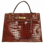 Hermes Rust Crocodile Kelly 32cm Bag