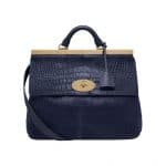 Mulberry Midnight Blue Printed Hair Calf Suffolk Bag