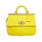 Mulberry Neon Yellow Ostrich Suffolk Small Bag