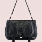 Proenza Schouler Black Python PS Courier Bag