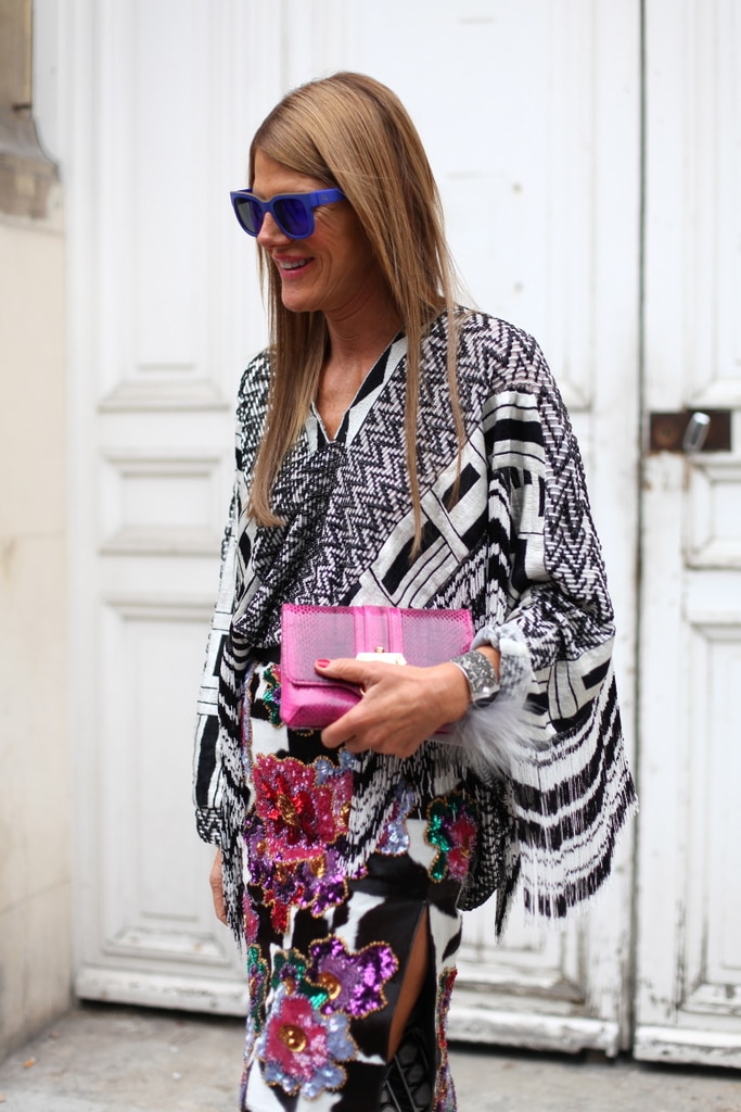 Anna Dello Russo with Python Clutch bag