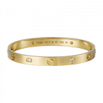 Cartier Yellow Gold with 4 Diamonds Love Bracelet