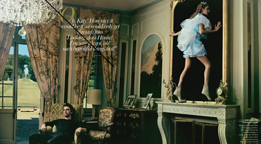 Nicolas Ghesquiere and Natalia Vodianova in Vogue spread Alice in Wonderland