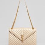 Saint Laurent Beige Matelasse Chain Strap Cassandre Flap Bag