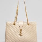 Saint Laurent Beige Cassandre Matelasse Chain Strap Tote Bag