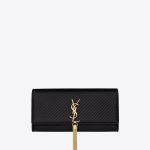 Saint Laurent Black Patterned Cassandre Tassel Clutch Bag