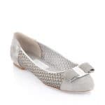 Salvatore Ferragamo Grey Laser Cut Varina Flat Shoes