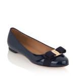 Salvatore Ferragamo Oxford Blue Patent Varina Flat Shoes