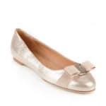 Salvatore Ferragamo Torrecia Metallic Nubuck Varina Flat Shoes